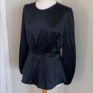 CO black silk blouse